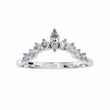 0.38 CTW Marquise-Center Graduated Crown Lab-Grown Diamond Wedding Band 14K Gold