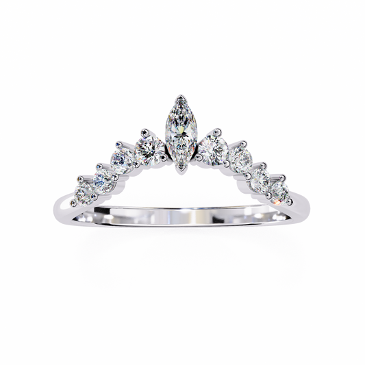 0.38 CTW Marquise-Center Graduated Crown Lab-Grown Diamond Wedding Band 14K Gold