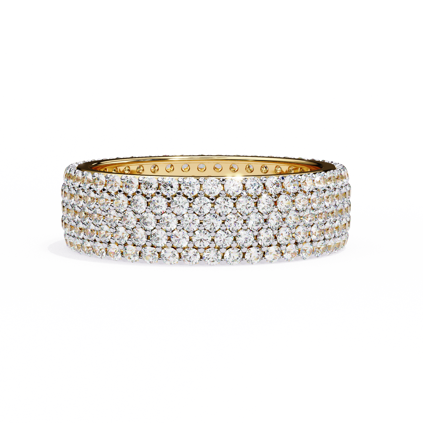 1.81 CTW Five Row Pave Lab Grown Diamond Wide Eternity Band 14K Gold