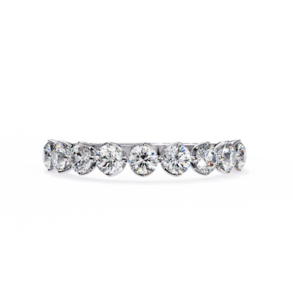 0.97 Carat Nine Stone Round Lab Grown Diamond Half Eternity Band 14K Gold