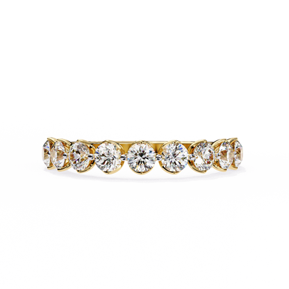 0.97 Carat Nine Stone Round Lab Grown Diamond Half Eternity Band 14K Gold