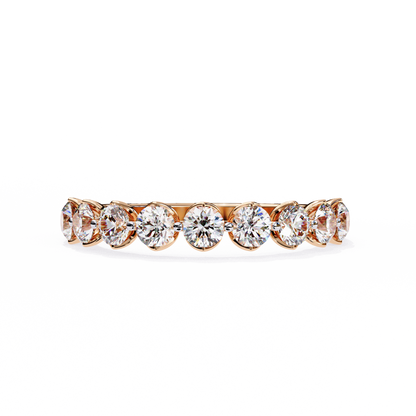 0.97 Carat Nine Stone Round Lab Grown Diamond Half Eternity Band 14K Gold
