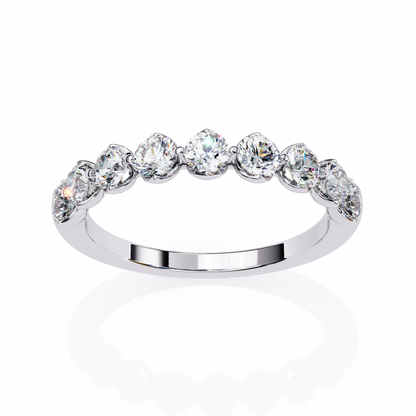 0.97 Carat Nine Stone Round Lab Grown Diamond Half Eternity Band 14K Gold