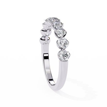 0.97 Carat Nine Stone Round Lab Grown Diamond Half Eternity Band 14K Gold