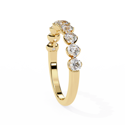 0.97 Carat Nine Stone Round Lab Grown Diamond Half Eternity Band 14K Gold