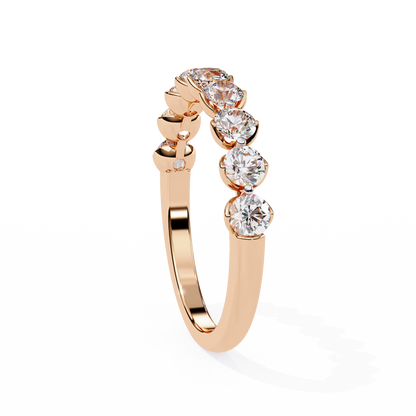0.97 Carat Nine Stone Round Lab Grown Diamond Half Eternity Band 14K Gold