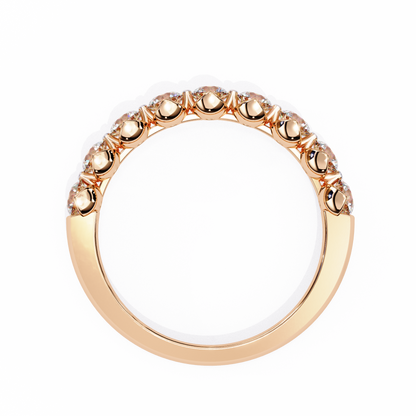0.97 Carat Nine Stone Round Lab Grown Diamond Half Eternity Band 14K Gold