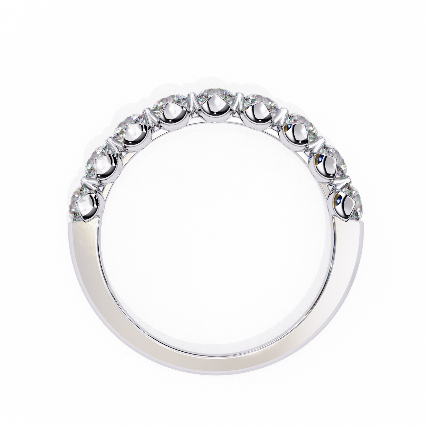 0.97 Carat Nine Stone Round Lab Grown Diamond Half Eternity Band 14K Gold