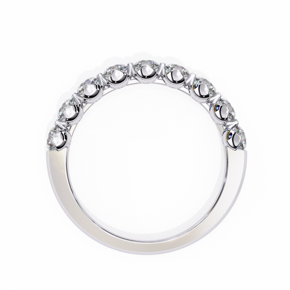 0.97 Carat Nine Stone Round Lab Grown Diamond Half Eternity Band 14K Gold