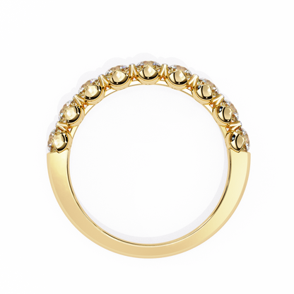 0.97 Carat Nine Stone Round Lab Grown Diamond Half Eternity Band 14K Gold