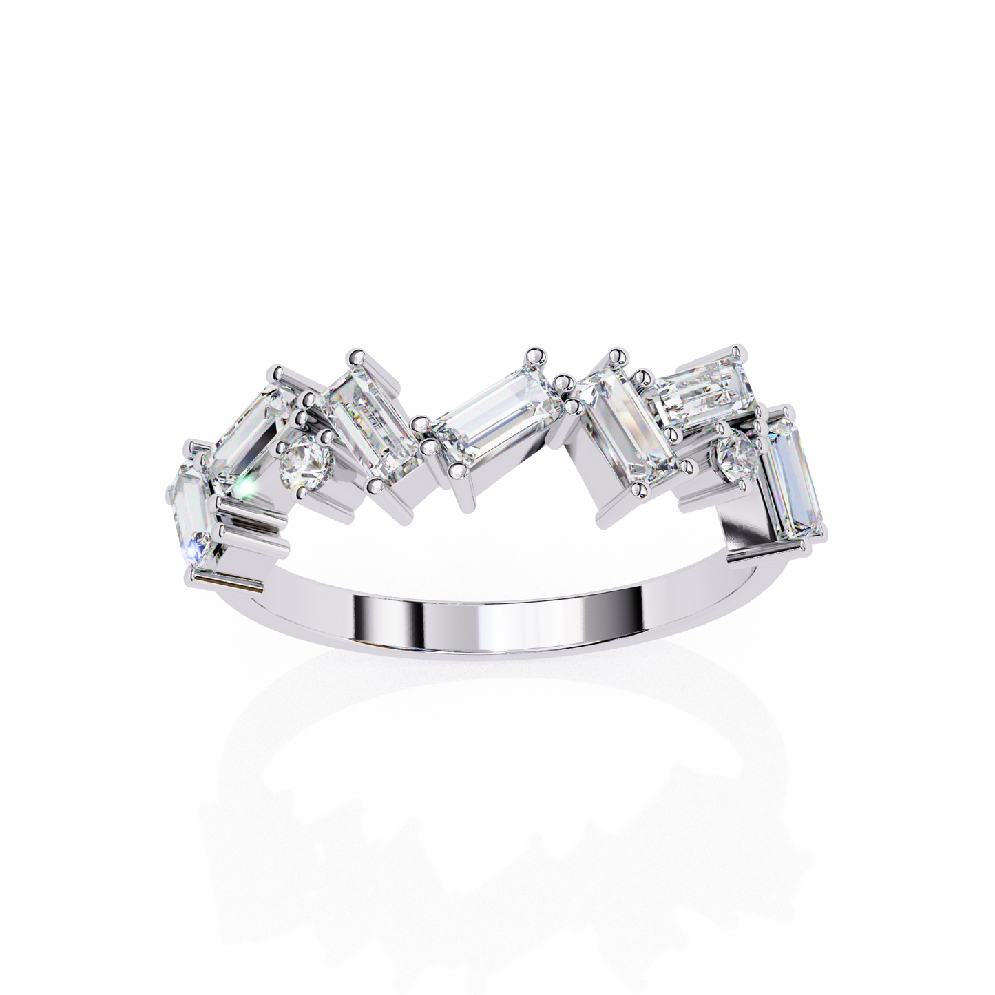 0.68 CTW Alternating Baguette And Round Lab Grown Diamond Zigzag Band 14K Gold