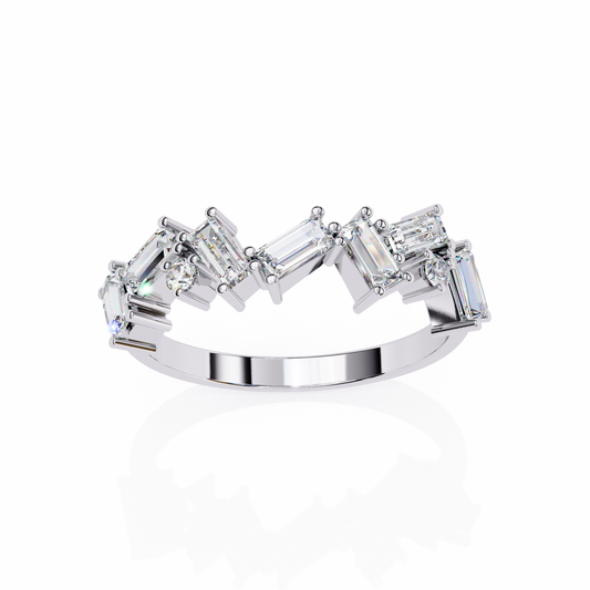 0.68 CTW Alternating Baguette And Round Lab Grown Diamond Zigzag Band 14K Gold