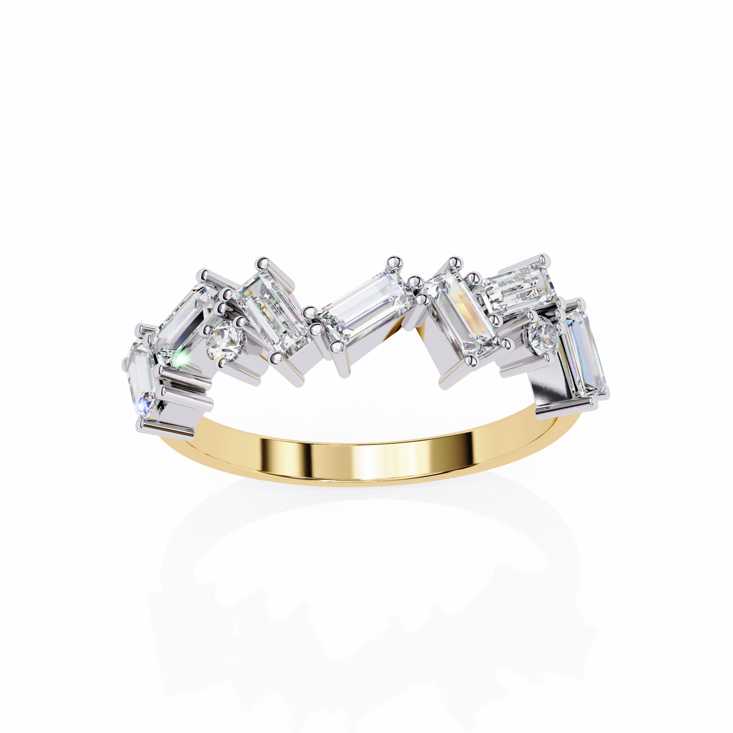 0.68 CTW Alternating Baguette And Round Lab Grown Diamond Zigzag Band 14K Gold