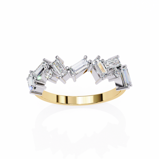 0.68 CTW Alternating Baguette And Round Lab Grown Diamond Zigzag Band 14K Gold