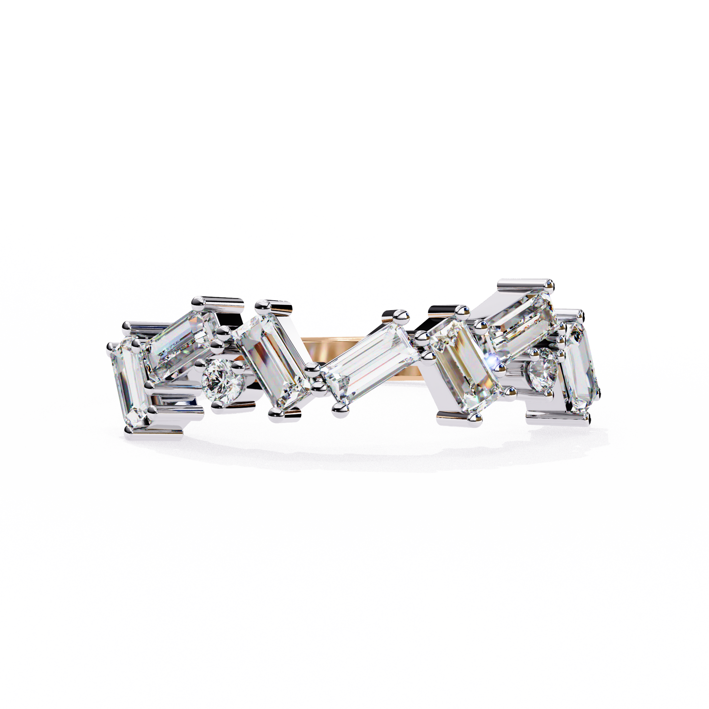 0.68 CTW Alternating Baguette And Round Lab Grown Diamond Zigzag Band 14K Gold