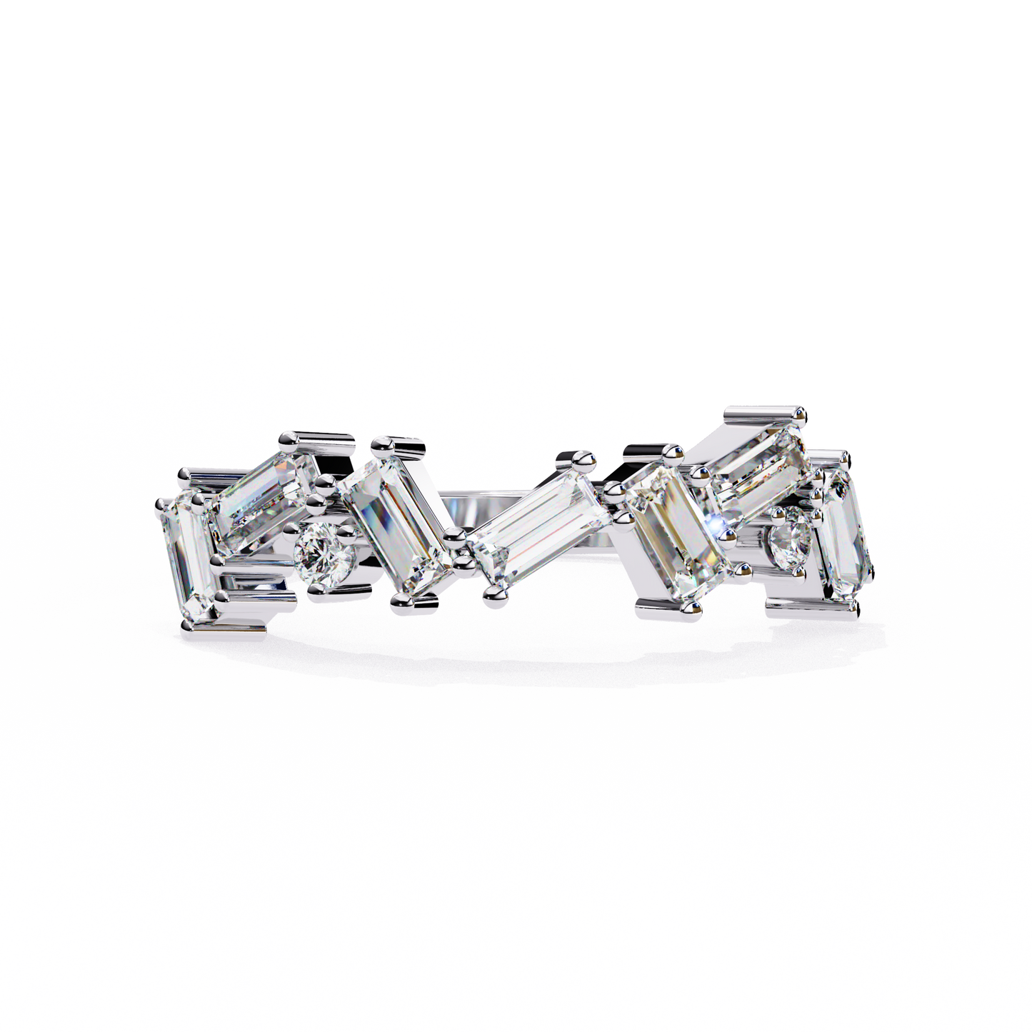 0.68 CTW Alternating Baguette And Round Lab Grown Diamond Zigzag Band 14K Gold