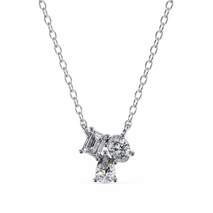 0.90 CTW Mixed-Shape Lab-Grown Diamond Trio Pendant Necklace in 14K Gold & Platinum