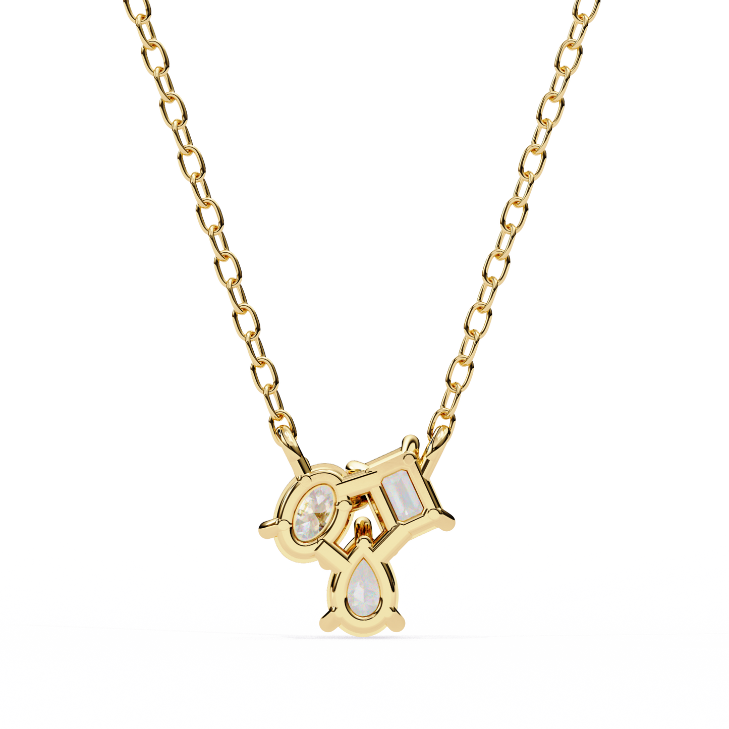 0.90 CTW Mixed-Shape Lab-Grown Diamond Trio Pendant Necklace in 14K Gold & Platinum