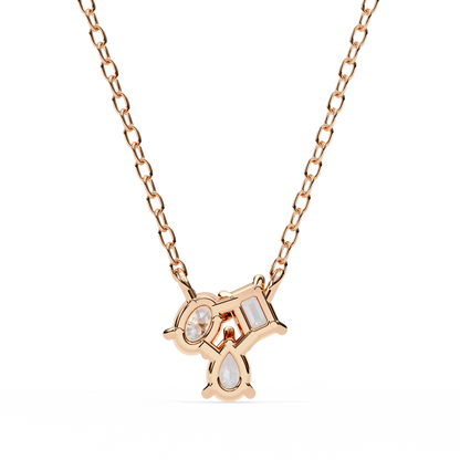 0.90 CTW Mixed-Shape Lab-Grown Diamond Trio Pendant Necklace in 14K Gold & Platinum