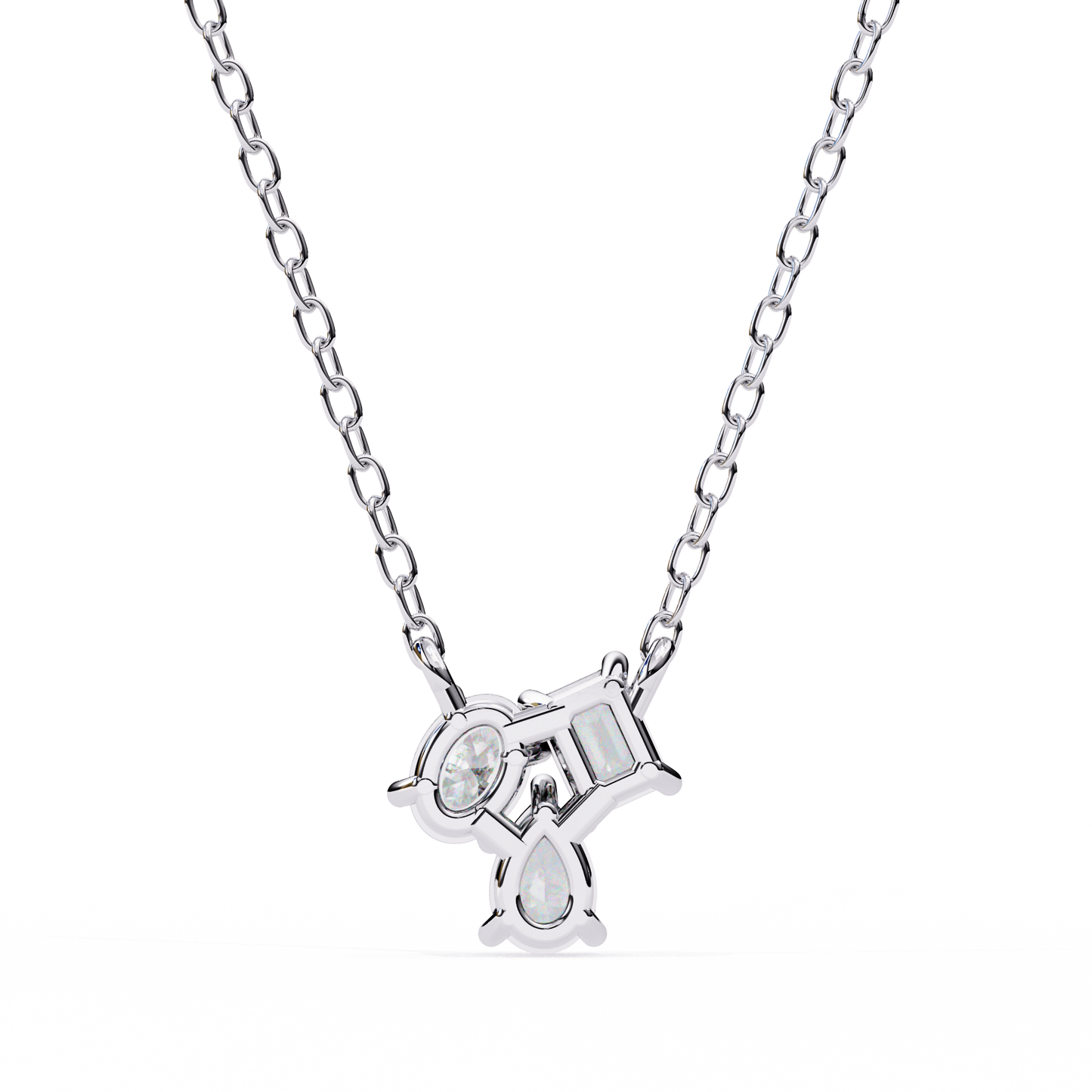 0.90 CTW Mixed-Shape Lab-Grown Diamond Trio Pendant Necklace in 14K Gold & Platinum