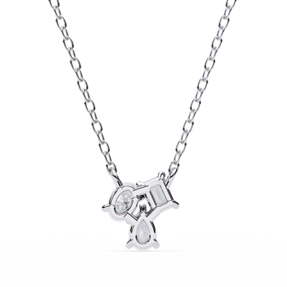 0.90 CTW Mixed-Shape Lab-Grown Diamond Trio Pendant Necklace in 14K Gold & Platinum