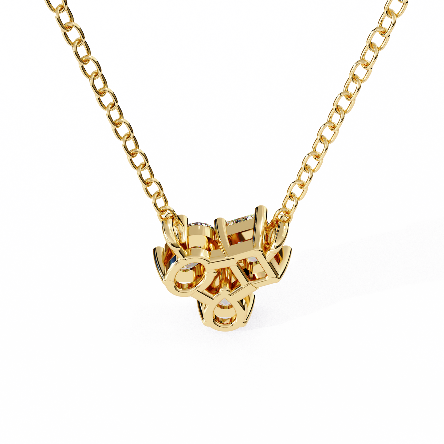 0.90 CTW Mixed-Shape Lab-Grown Diamond Trio Pendant Necklace in 14K Gold & Platinum