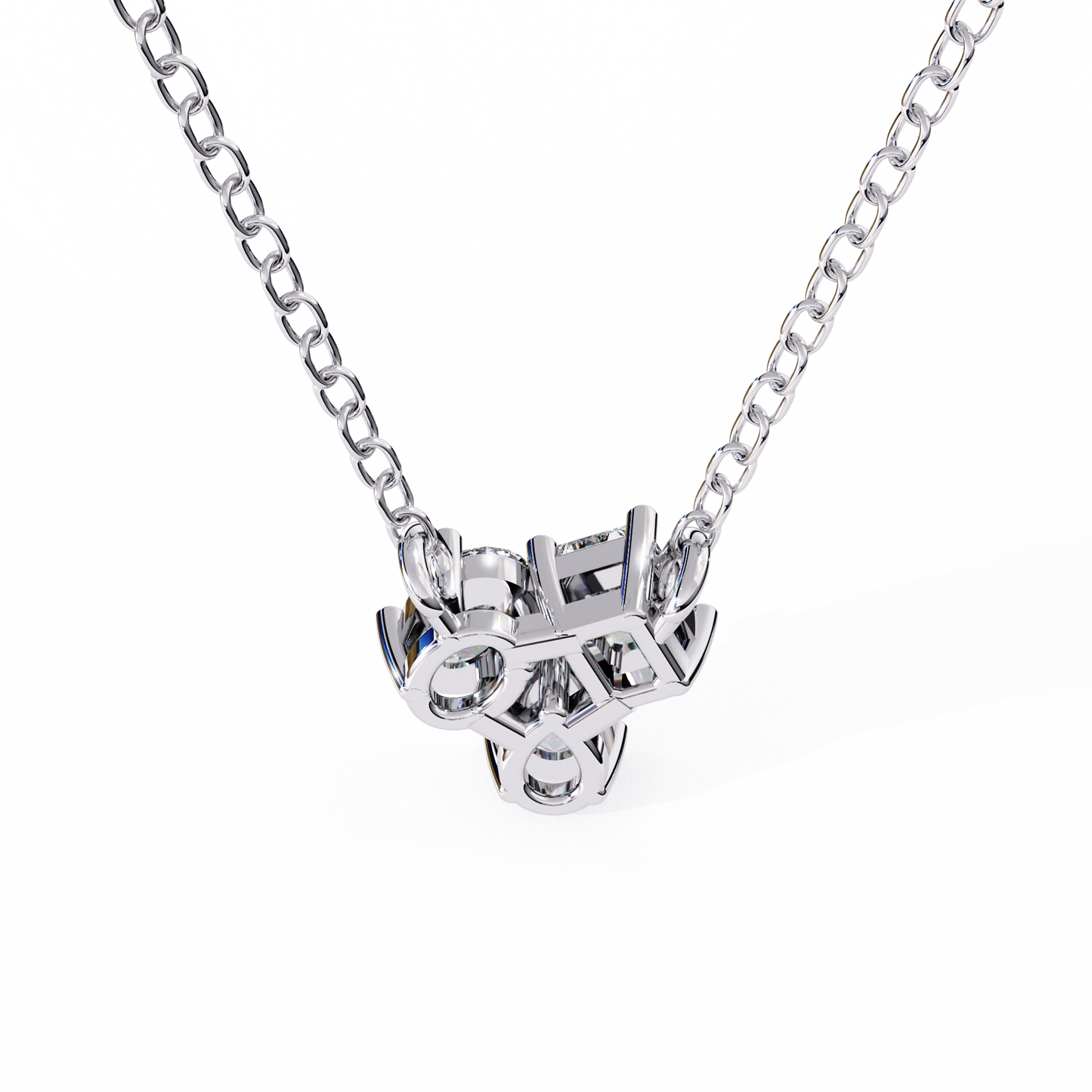 0.90 CTW Mixed-Shape Lab-Grown Diamond Trio Pendant Necklace in 14K Gold & Platinum