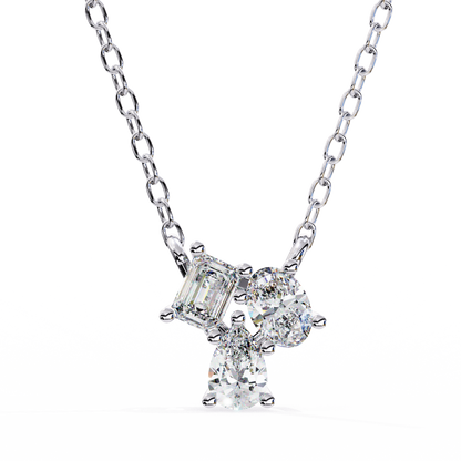 0.90 CTW Mixed-Shape Lab-Grown Diamond Trio Pendant Necklace in 14K Gold & Platinum