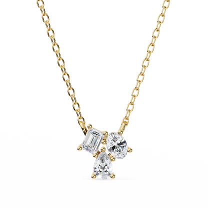 0.90 CTW Mixed-Shape Lab-Grown Diamond Trio Pendant Necklace in 14K Gold & Platinum