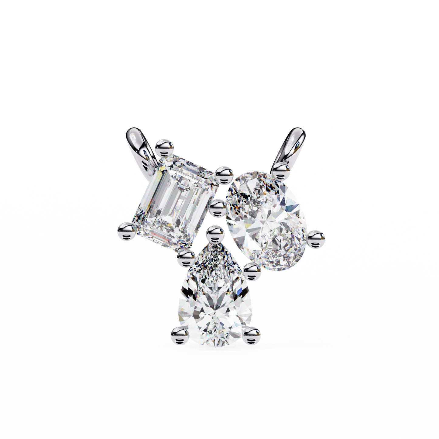0.90 CTW Mixed-Shape Lab-Grown Diamond Trio Pendant Necklace in 14K Gold & Platinum
