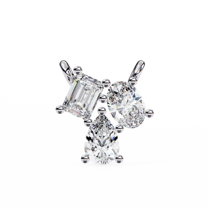 0.90 CTW Mixed-Shape Lab-Grown Diamond Trio Pendant Necklace in 14K Gold & Platinum