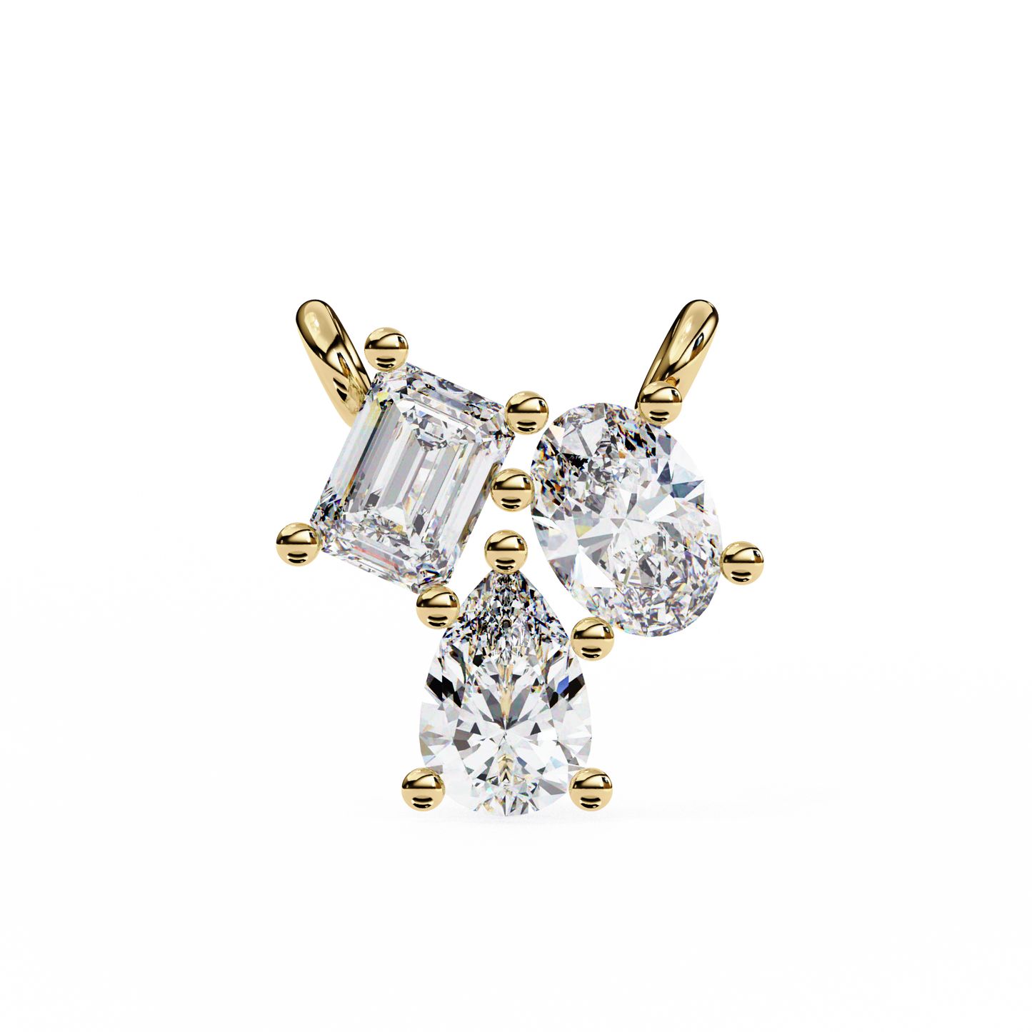 0.90 CTW Mixed-Shape Lab-Grown Diamond Trio Pendant Necklace in 14K Gold & Platinum