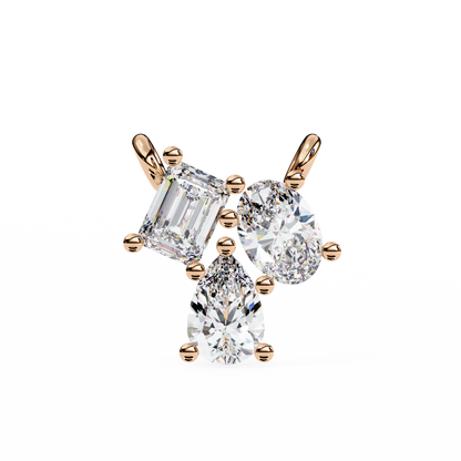 0.90 CTW Mixed-Shape Lab-Grown Diamond Trio Pendant Necklace in 14K Gold & Platinum