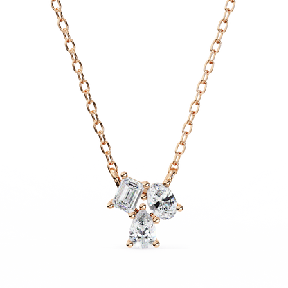 0.90 CTW Mixed-Shape Lab-Grown Diamond Trio Pendant Necklace in 14K Gold & Platinum