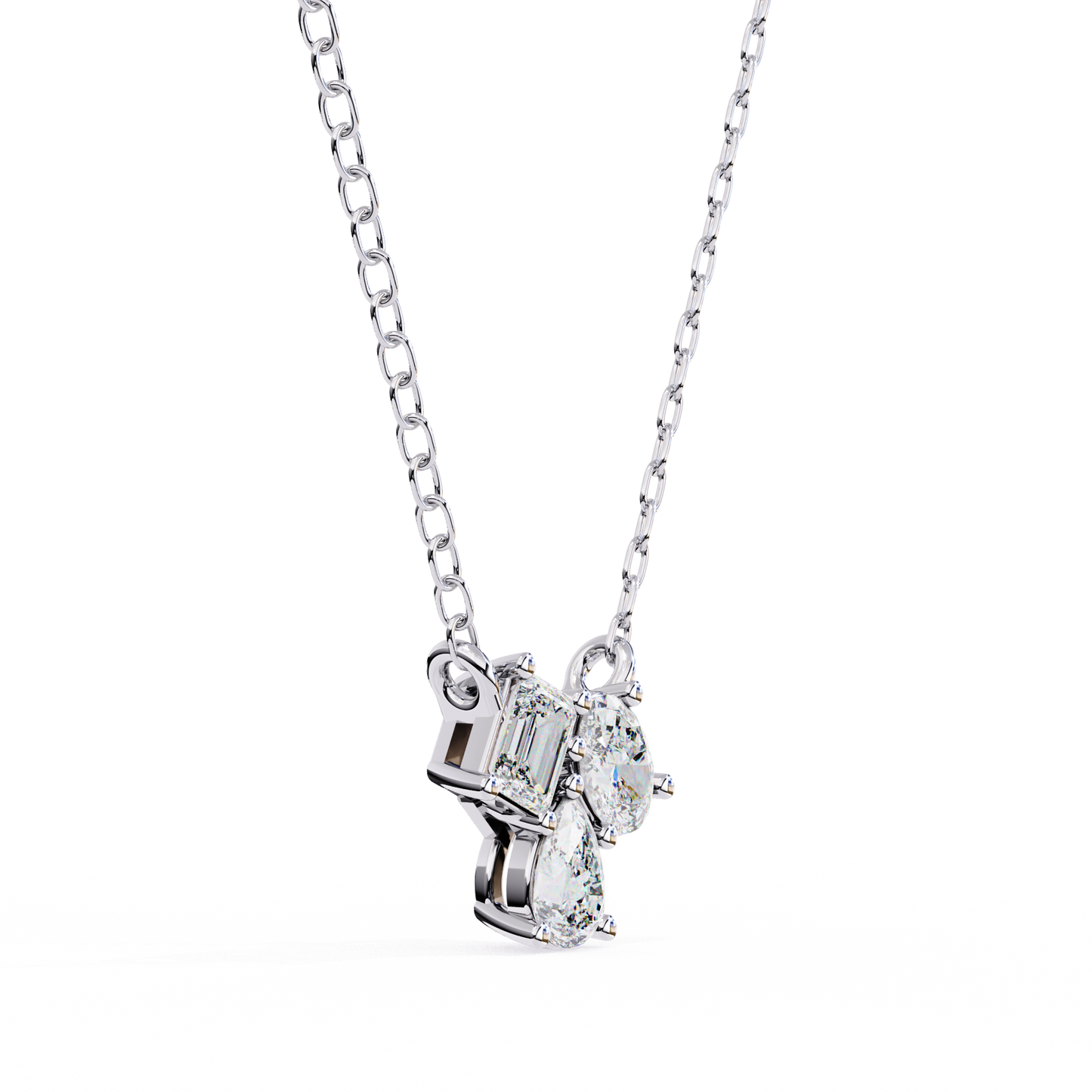 0.90 CTW Mixed-Shape Lab-Grown Diamond Trio Pendant Necklace in 14K Gold & Platinum