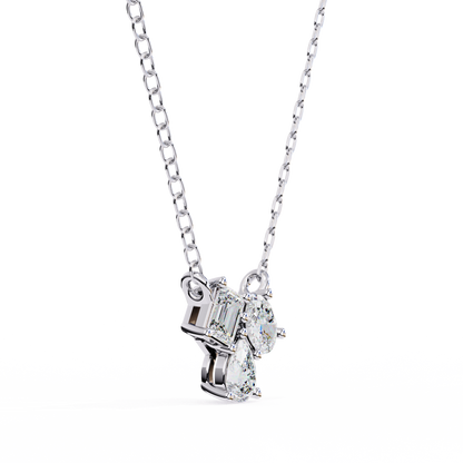 0.90 CTW Mixed-Shape Lab-Grown Diamond Trio Pendant Necklace in 14K Gold & Platinum