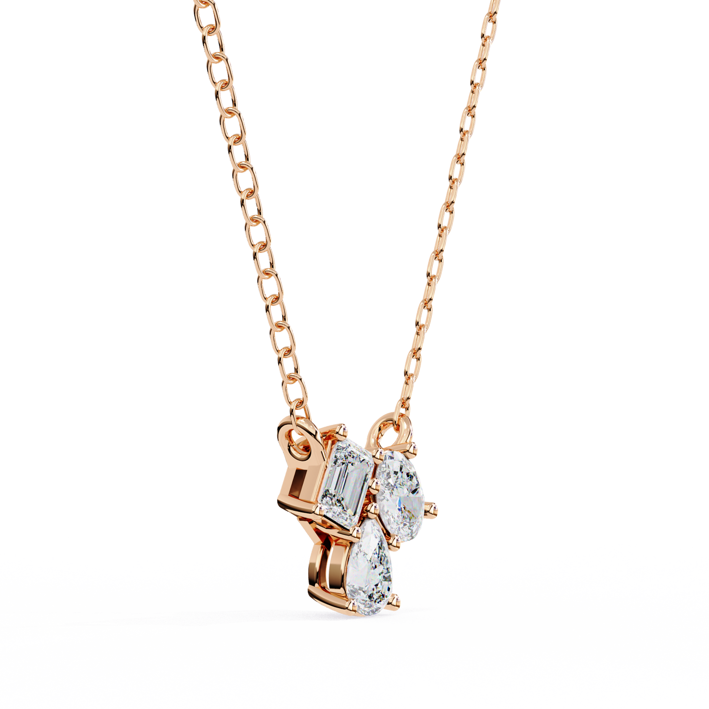 0.90 CTW Mixed-Shape Lab-Grown Diamond Trio Pendant Necklace in 14K Gold & Platinum