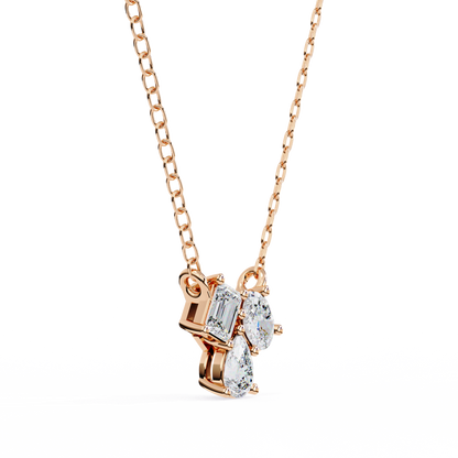 0.90 CTW Mixed-Shape Lab-Grown Diamond Trio Pendant Necklace in 14K Gold & Platinum