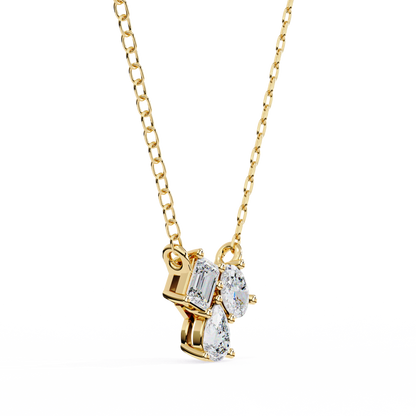 0.90 CTW Mixed-Shape Lab-Grown Diamond Trio Pendant Necklace in 14K Gold & Platinum