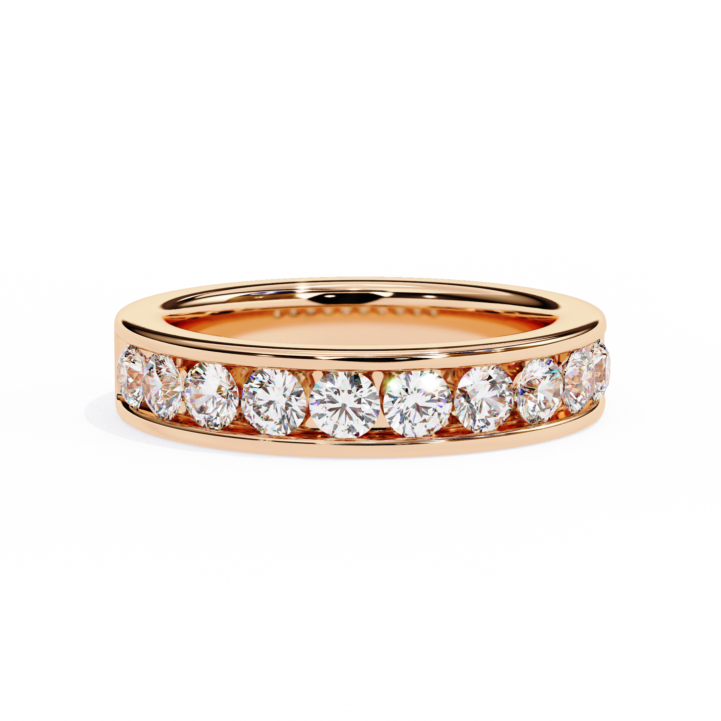 1.01 Carat Round Lab Grown Diamond Channel Set Half Eternity Band 14K Gold