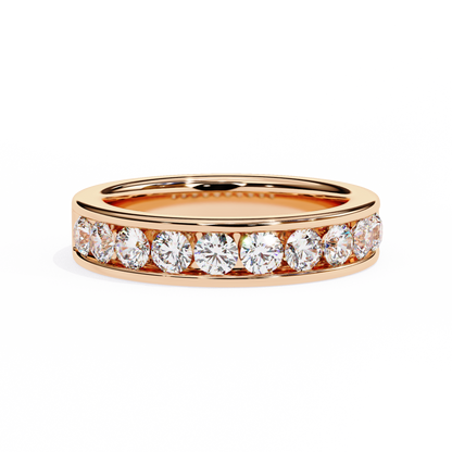 1.01 Carat Round Lab Grown Diamond Channel Set Half Eternity Band 14K Gold