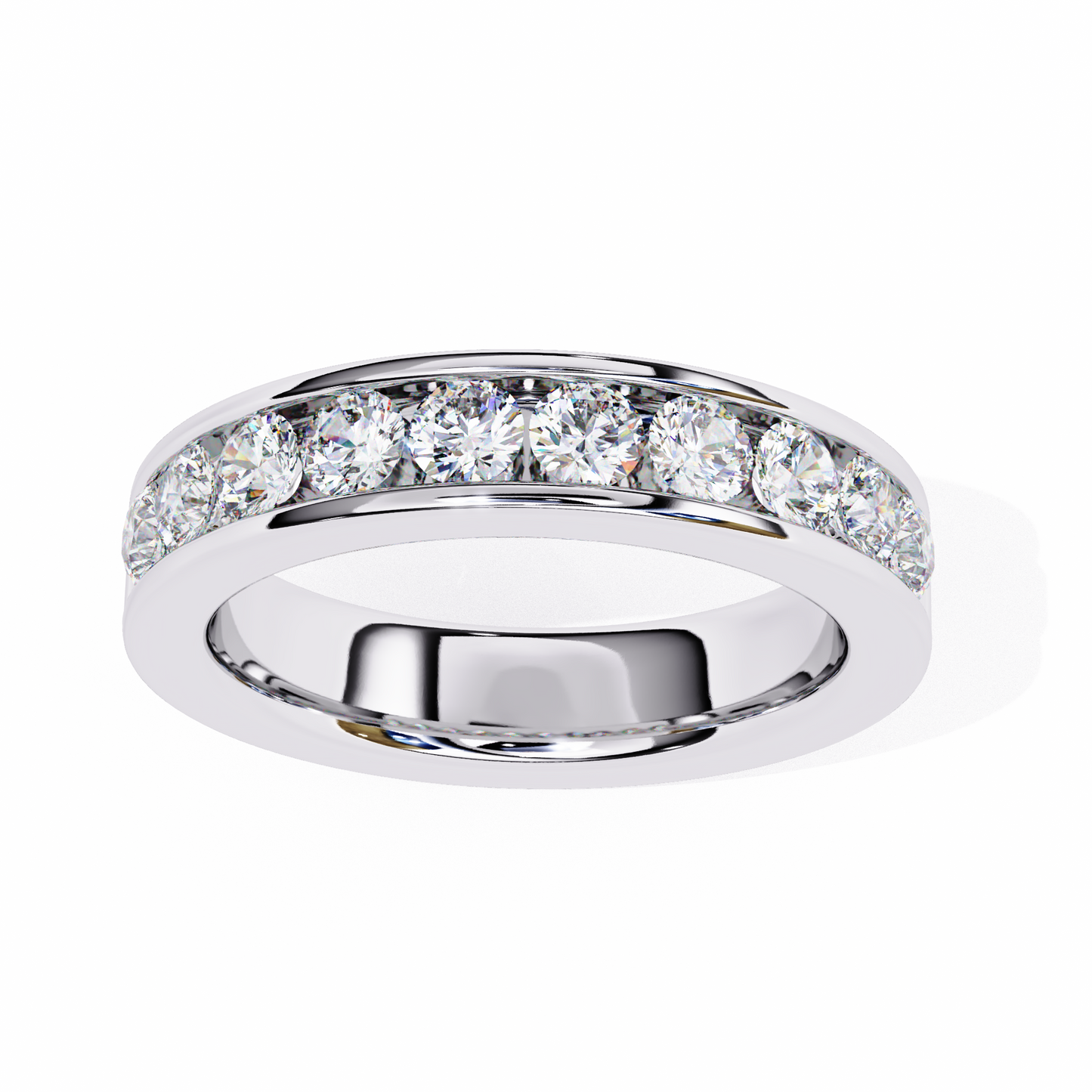 1.01 Carat Round Lab Grown Diamond Channel Set Half Eternity Band 14K Gold
