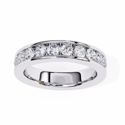 1.01 Carat Round Lab Grown Diamond Channel Set Half Eternity Band 14K Gold