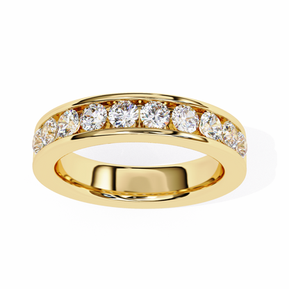 1.01 Carat Round Lab Grown Diamond Channel Set Half Eternity Band 14K Gold