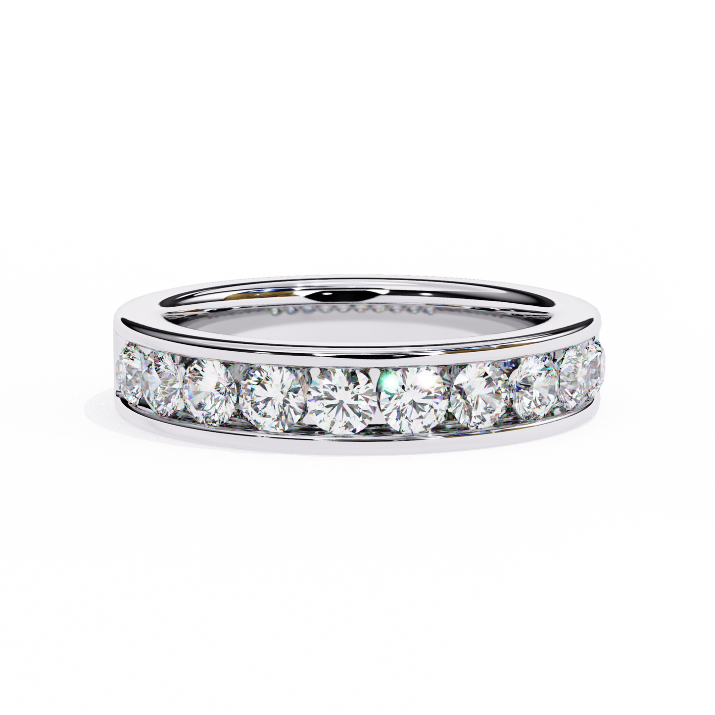 1.01 Carat Round Lab Grown Diamond Channel Set Half Eternity Band 14K Gold