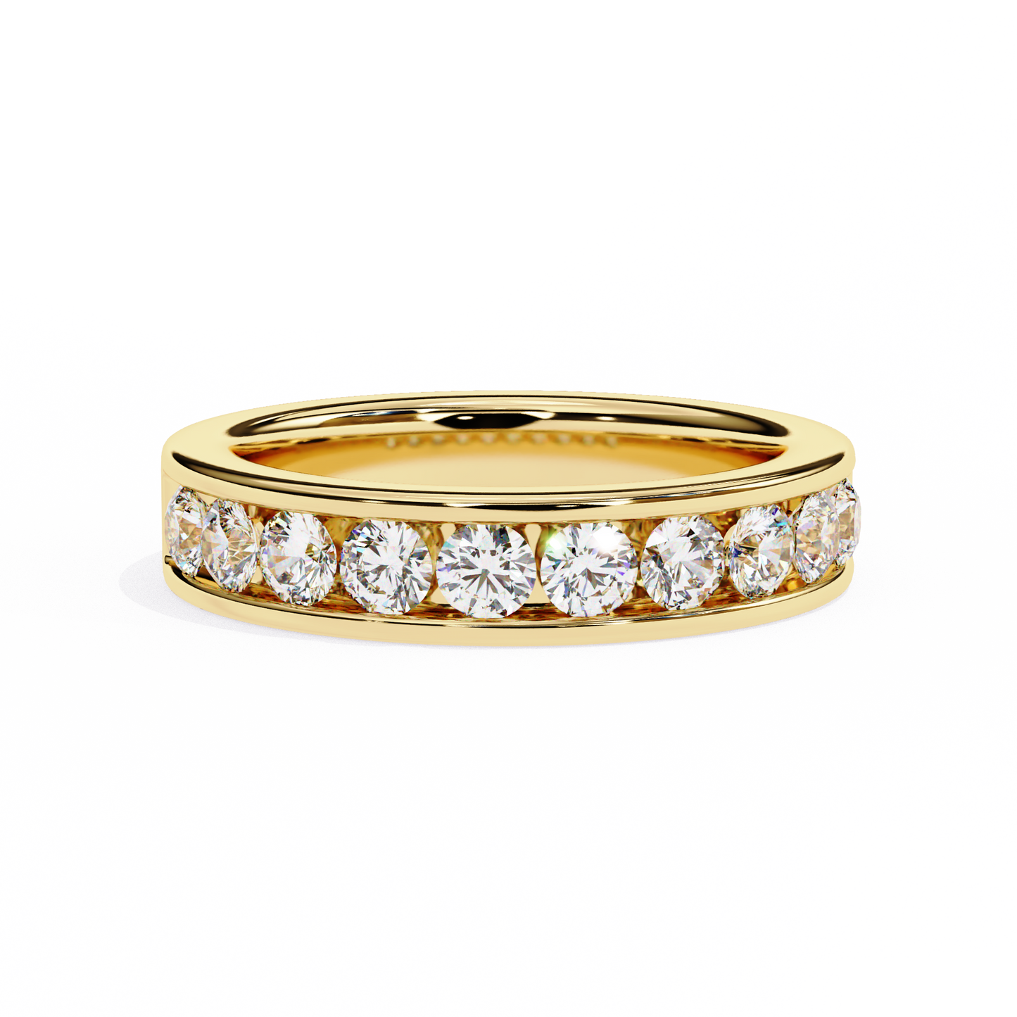 1.01 Carat Round Lab Grown Diamond Channel Set Half Eternity Band 14K Gold