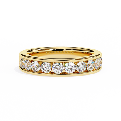 1.01 Carat Round Lab Grown Diamond Channel Set Half Eternity Band 14K Gold
