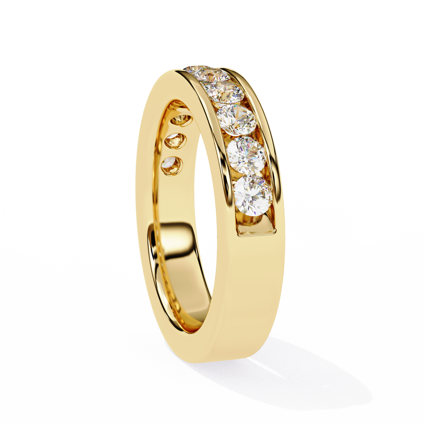 1.01 Carat Round Lab Grown Diamond Channel Set Half Eternity Band 14K Gold