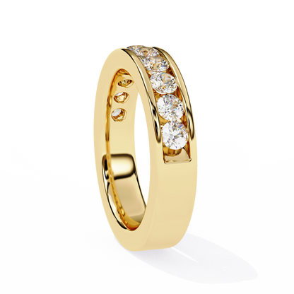 1.01 Carat Round Lab Grown Diamond Channel Set Half Eternity Band 14K Gold