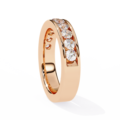 1.01 Carat Round Lab Grown Diamond Channel Set Half Eternity Band 14K Gold